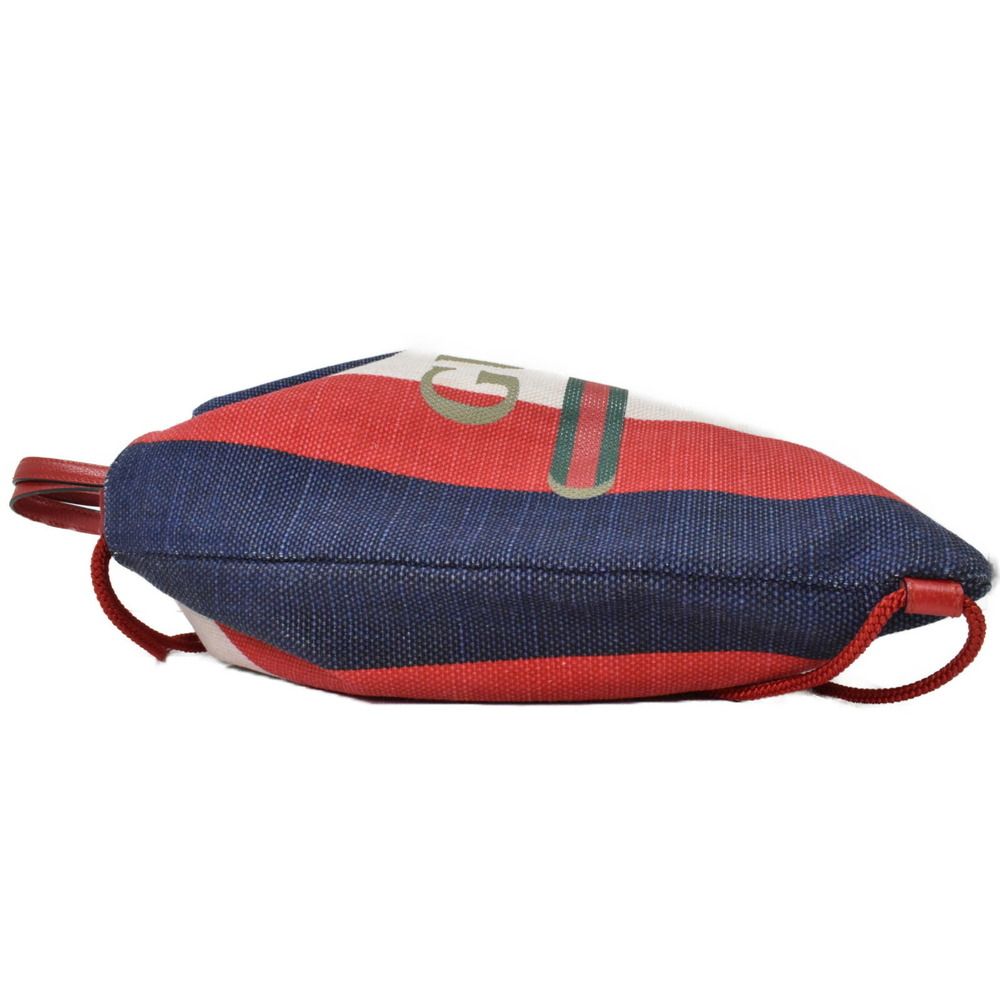 Gucci Drawstring Backpack Canvas Striped Blue Red… - image 3